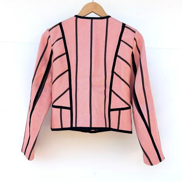 Sandro Paris Boucle Lady Jacket Linen Cotton Pink 38 Size 6 Preppy Chic - Picture 2 of 9